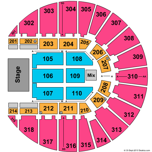 Fort Worth Convention Center Arena End Stage Seating Chart
